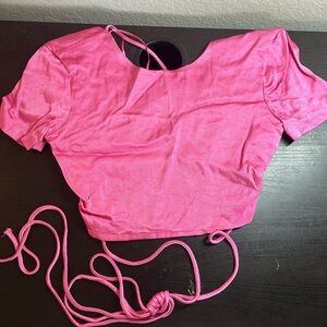 Zara Bright Pink Tie-Back Crop Top